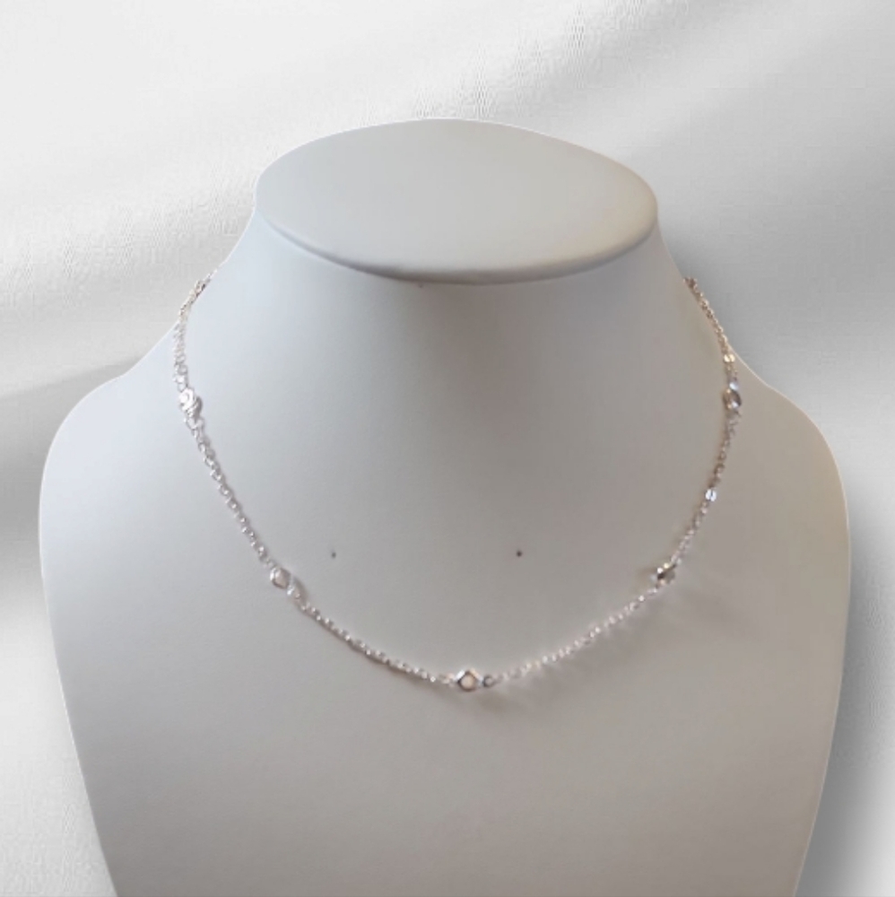 Elegant & Charming Rhinestone Pendant Silver Plated Necklace.